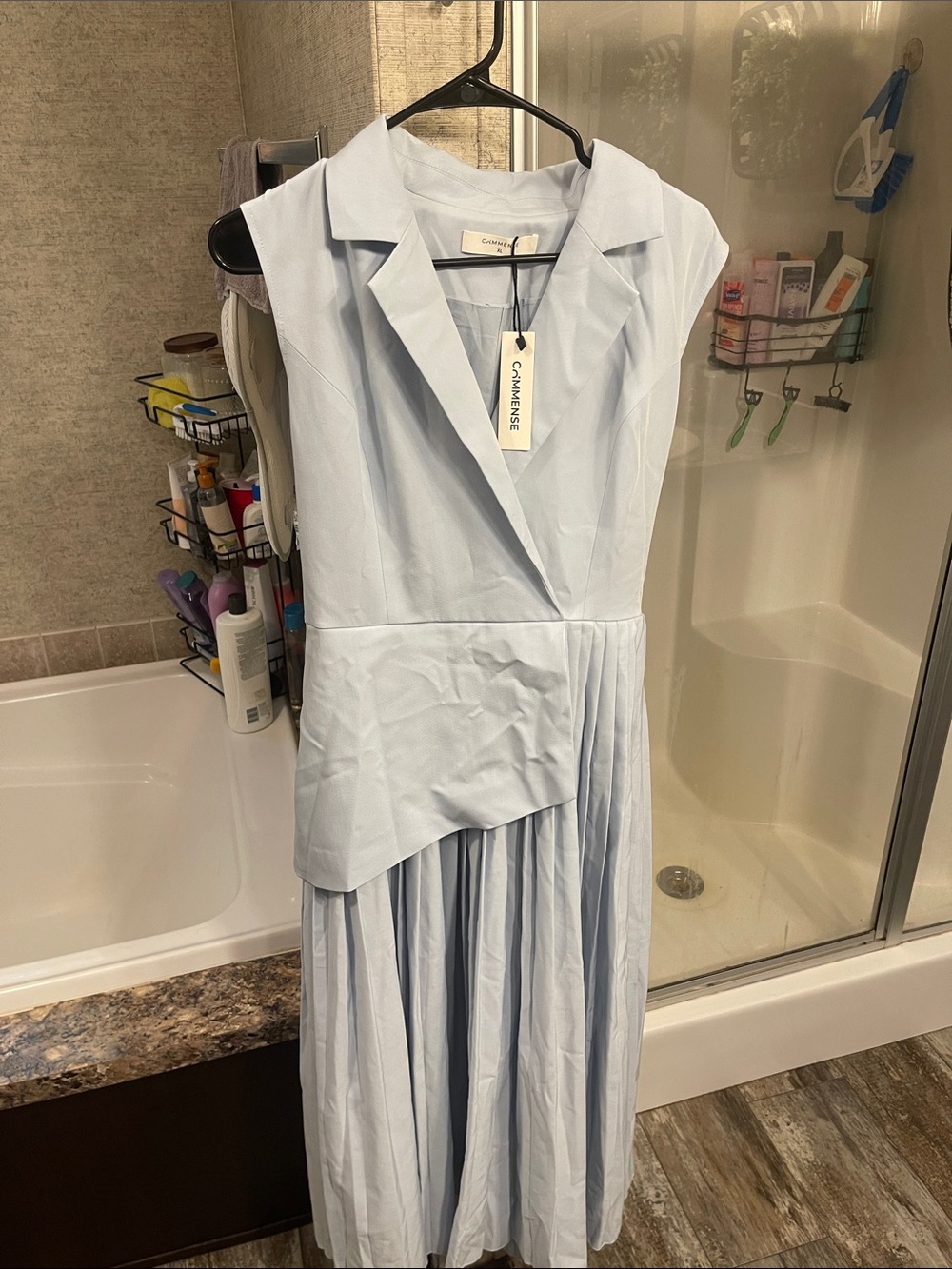 Sleeveless Belted Pleated Blazer Dress